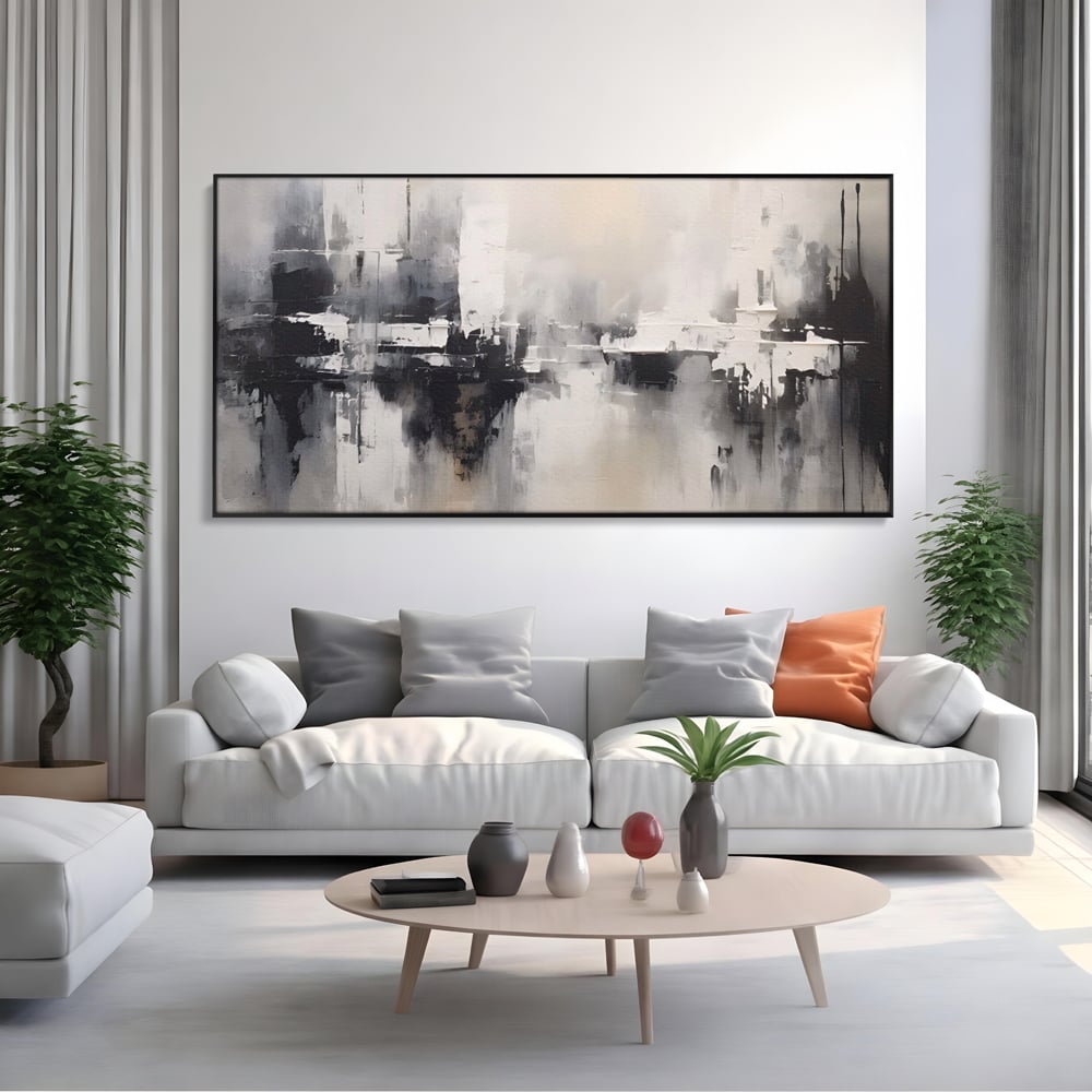 Tablou Canvas Premium LuxCanva® A1390, Abstract Gray , Living, Arta Moderna, Gri, Reflexie De Culori, Galerie, Culori Vibrante