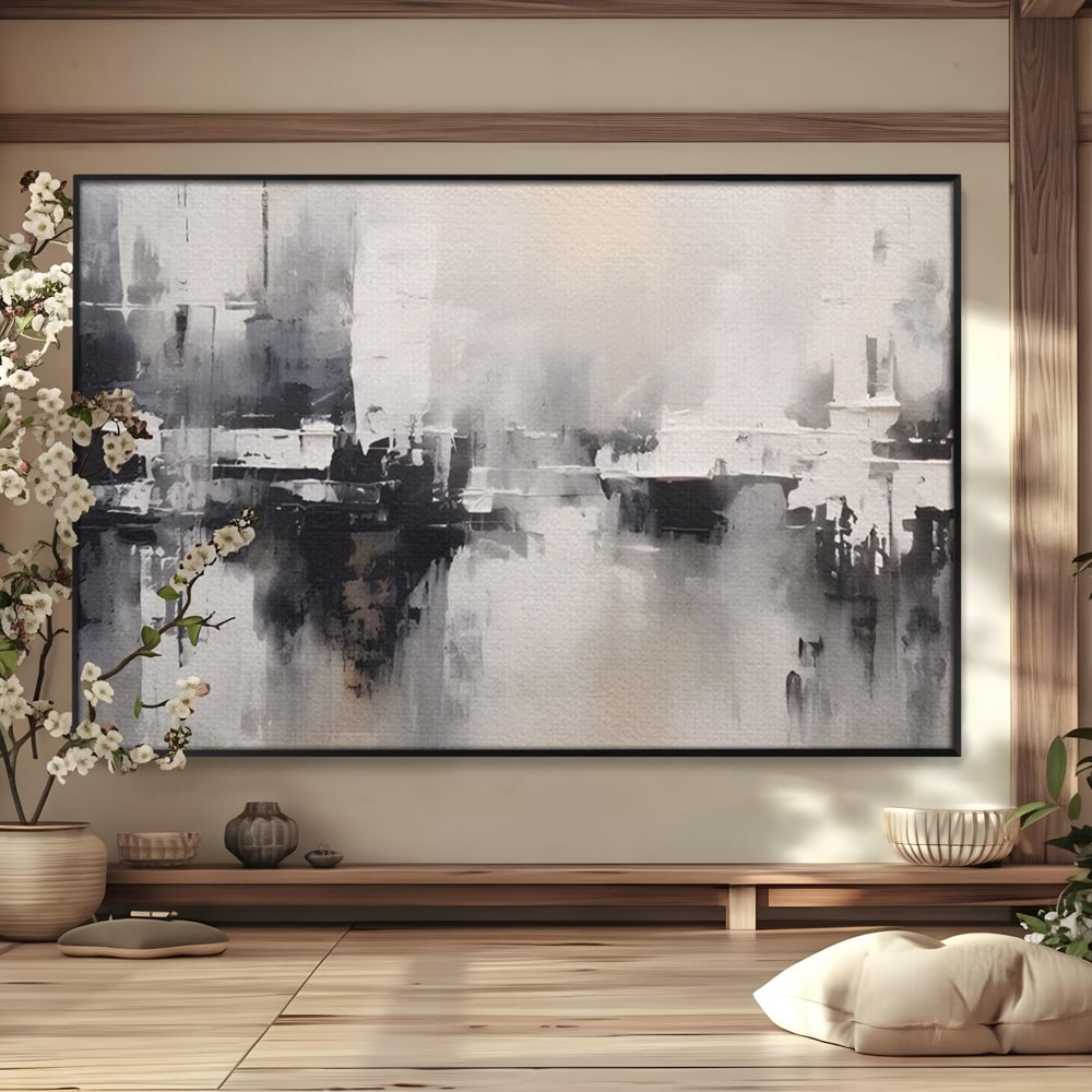 Tablou Canvas Premium LuxCanva® A1390, Abstract Gray , Living, Arta Moderna, Gri, Reflexie De Culori, Galerie, Culori Vibrante