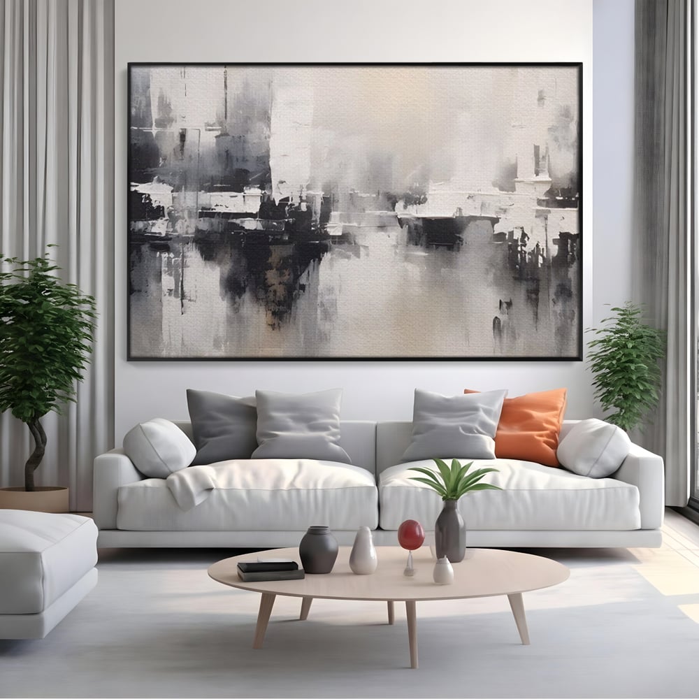 Tablou Canvas Premium LuxCanva® A1390, Abstract Gray , Living, Arta Moderna, Gri, Reflexie De Culori, Galerie, Culori Vibrante
