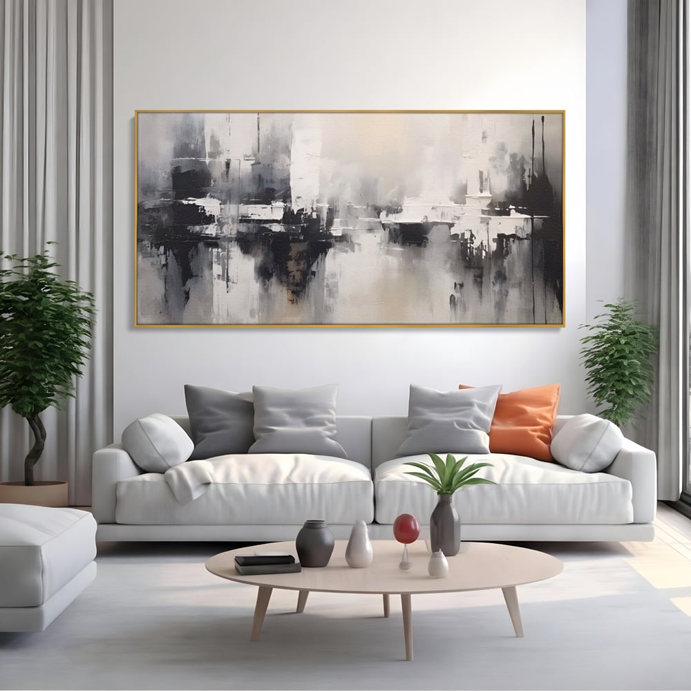 Tablou Canvas Premium LuxCanva® A1390, Abstract Gray , Living, Arta Moderna, Gri, Reflexie De Culori, Galerie, Culori Vibrante
