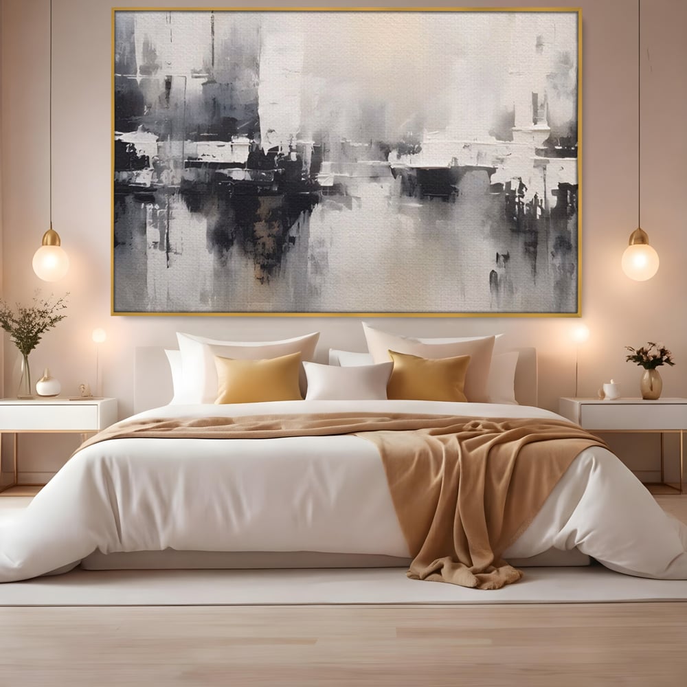 Tablou Canvas Premium LuxCanva® A1390, Abstract Gray , Living, Arta Moderna, Gri, Reflexie De Culori, Galerie, Culori Vibrante