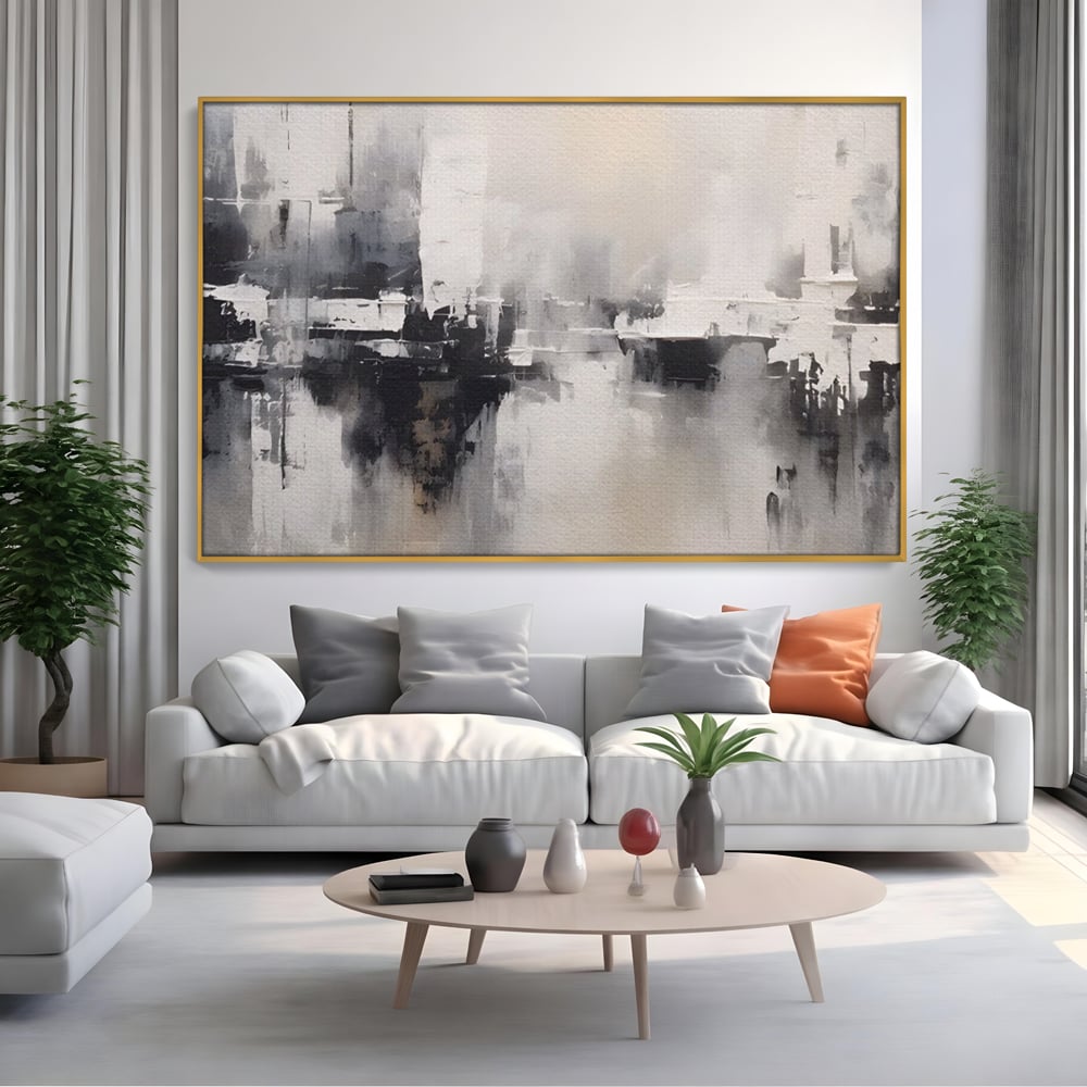 Tablou Canvas Premium LuxCanva® A1390, Abstract Gray , Living, Arta Moderna, Gri, Reflexie De Culori, Galerie, Culori Vibrante