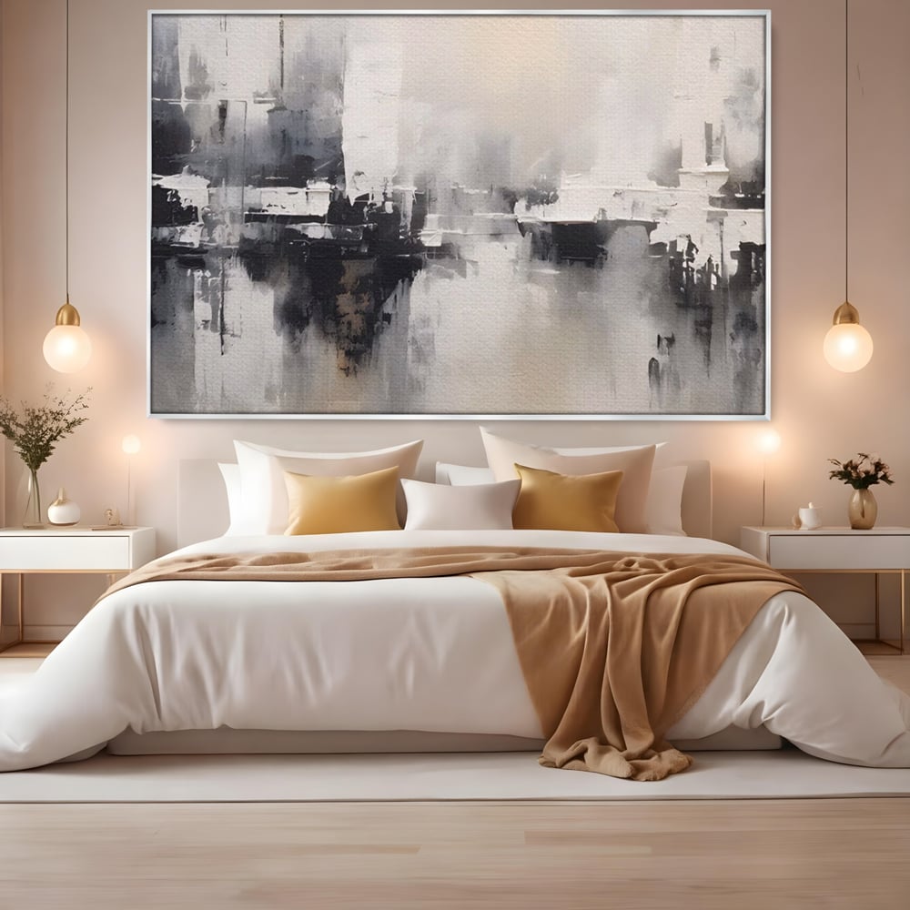 Tablou Canvas Premium LuxCanva® A1390, Abstract Gray , Living, Arta Moderna, Gri, Reflexie De Culori, Galerie, Culori Vibrante