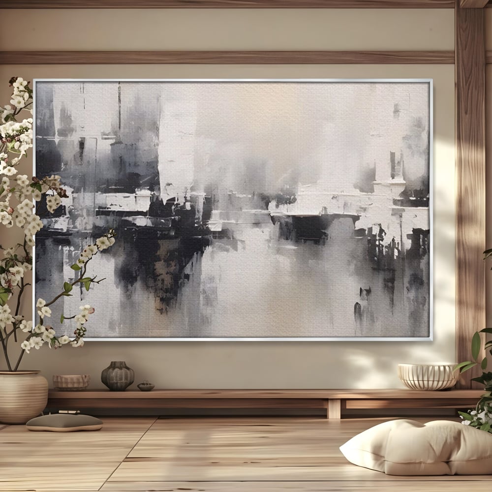 Tablou Canvas Premium LuxCanva® A1390, Abstract Gray , Living, Arta Moderna, Gri, Reflexie De Culori, Galerie, Culori Vibrante