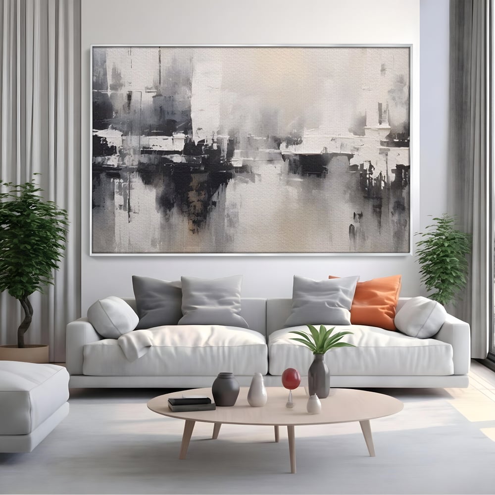 Tablou Canvas Premium LuxCanva® A1390, Abstract Gray , Living, Arta Moderna, Gri, Reflexie De Culori, Galerie, Culori Vibrante