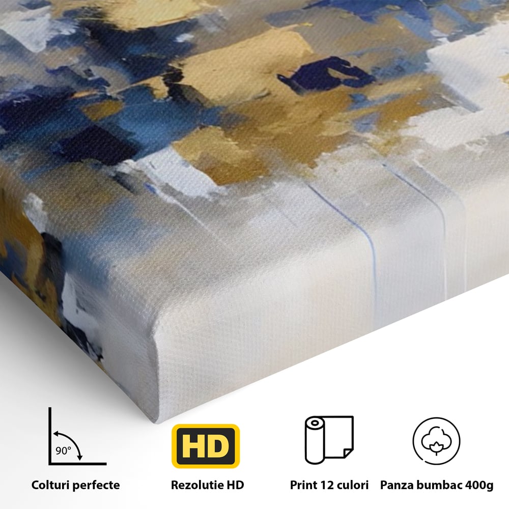 Tablou Canvas Premium LuxCanva® A1392, Golden Art , Dormitor, Decorativ, Pata de Culoare, Arta Abstracta, Living, Culori Vibrante