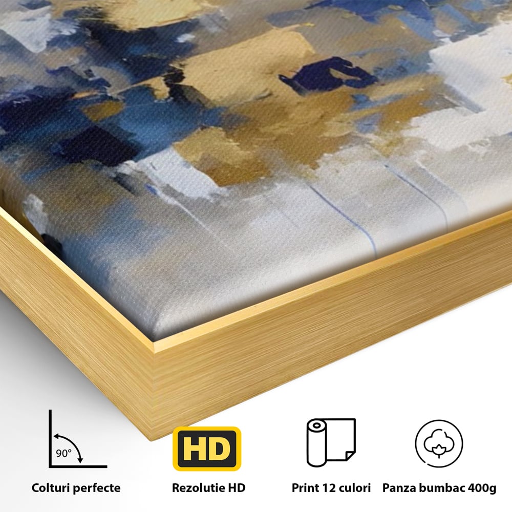 Tablou Canvas Premium LuxCanva® A1392, Golden Art , Dormitor, Decorativ, Pata de Culoare, Arta Abstracta, Living, Culori Vibrante