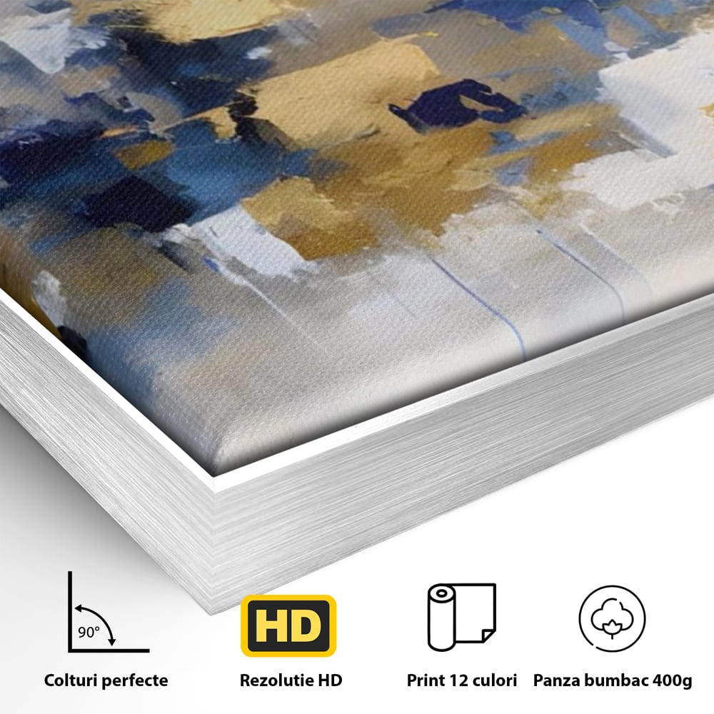 Tablou Canvas Premium LuxCanva® A1392, Golden Art , Dormitor, Decorativ, Pata de Culoare, Arta Abstracta, Living, Culori Vibrante