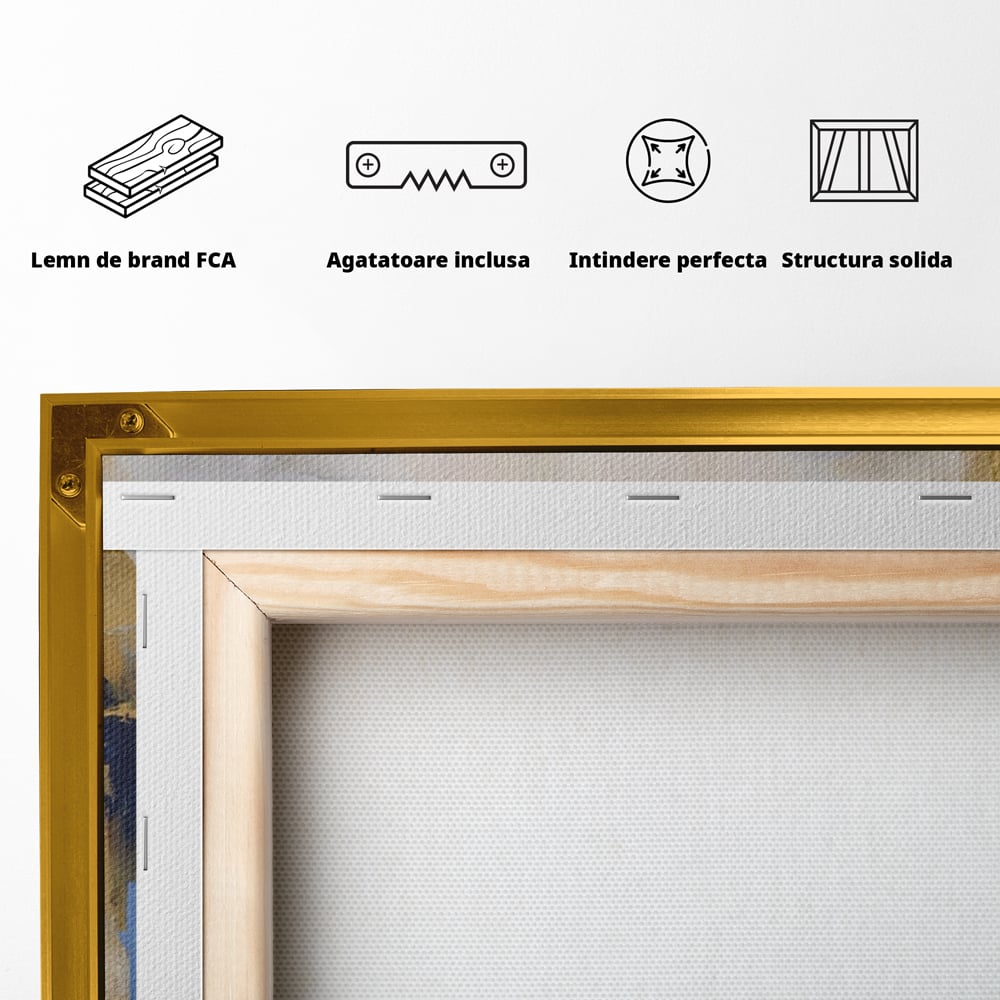 Tablou Canvas Premium LuxCanva® A1392, Golden Art , Dormitor, Decorativ, Pata de Culoare, Arta Abstracta, Living, Culori Vibrante