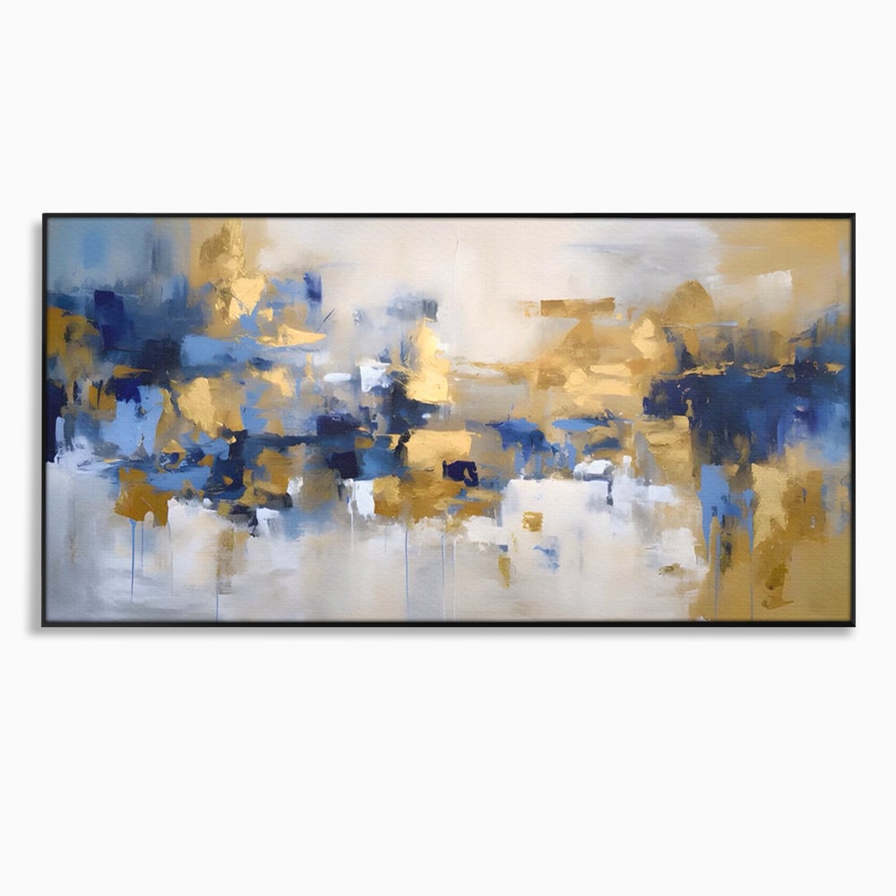 Tablou Canvas Premium LuxCanva® A1392, Golden Art , Dormitor, Decorativ, Pata de Culoare, Arta Abstracta, Living, Culori Vibrante
