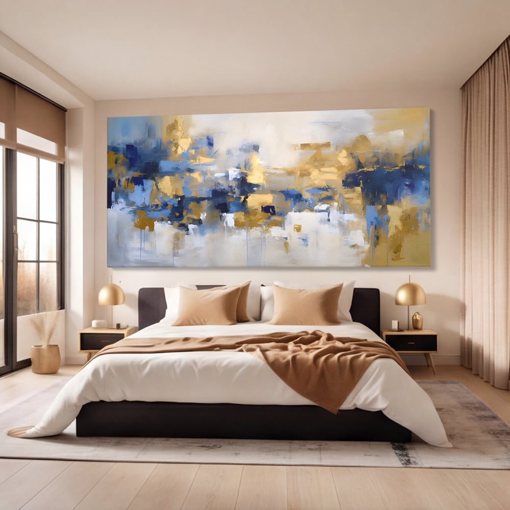 Tablou Canvas Premium LuxCanva® A1392, Golden Art , Dormitor, Decorativ, Pata de Culoare, Arta Abstracta, Living, Culori Vibrante