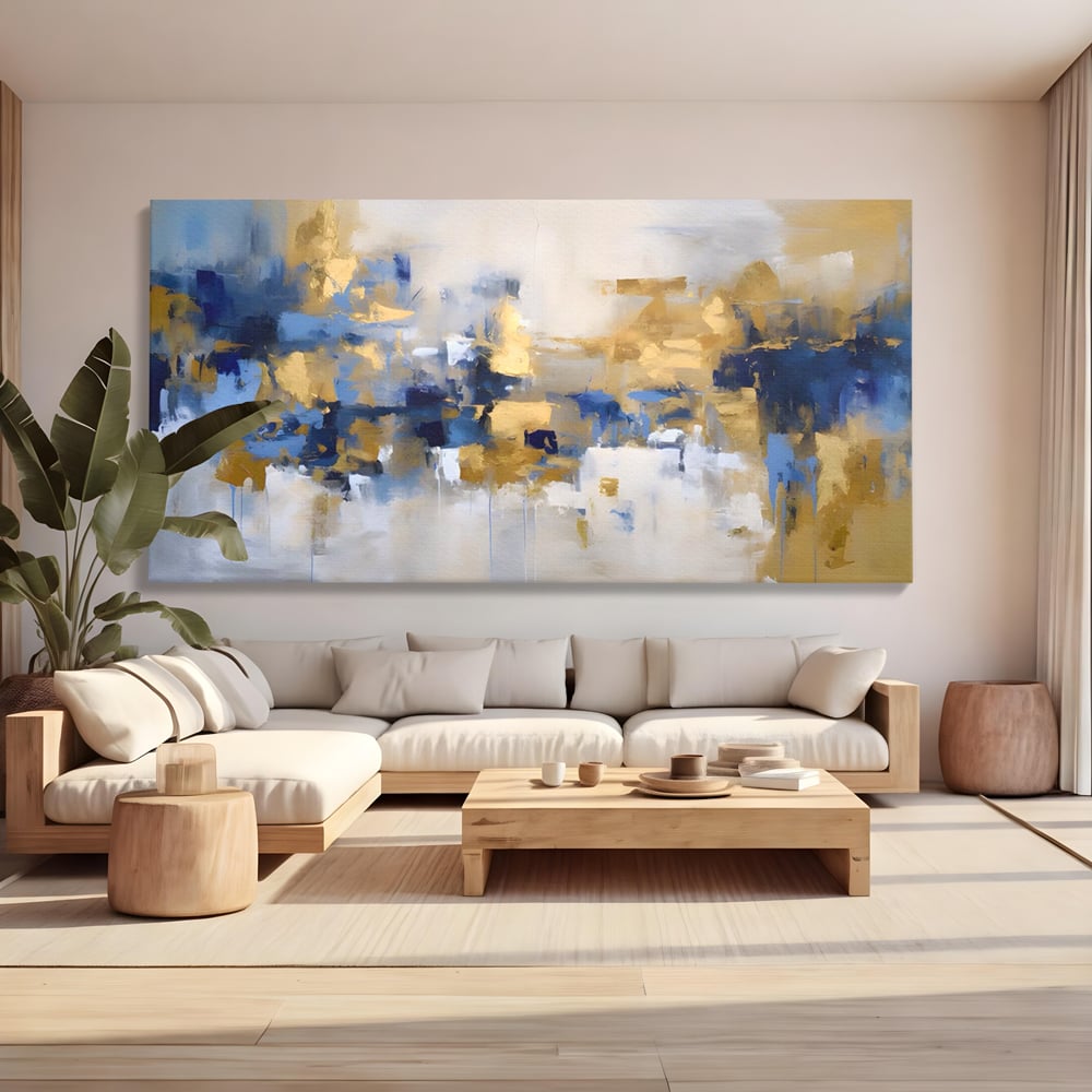 Tablou Canvas Premium LuxCanva® A1392, Golden Art , Dormitor, Decorativ, Pata de Culoare, Arta Abstracta, Living, Culori Vibrante