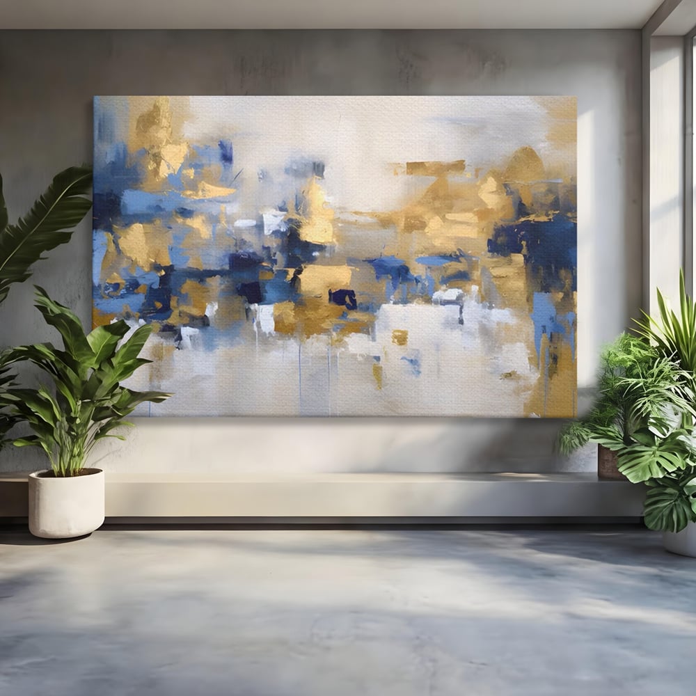 Tablou Canvas Premium LuxCanva® A1392, Golden Art , Dormitor, Decorativ, Pata de Culoare, Arta Abstracta, Living, Culori Vibrante