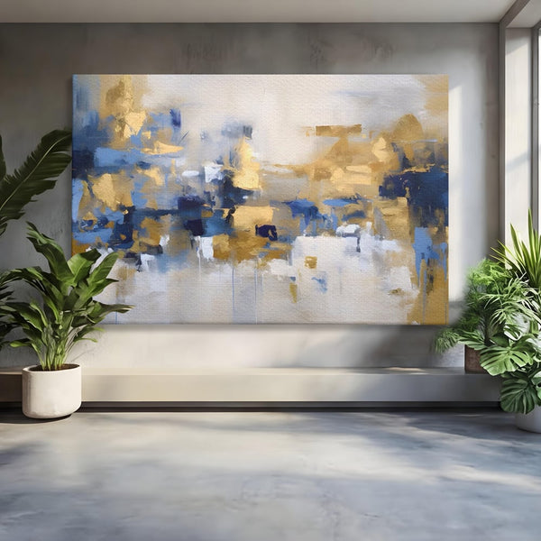 Tablou Canvas Premium LuxCanva® A1392, Golden Art , Dormitor, Decorativ, Pata de Culoare, Arta Abstracta, Living, Culori Vibrante