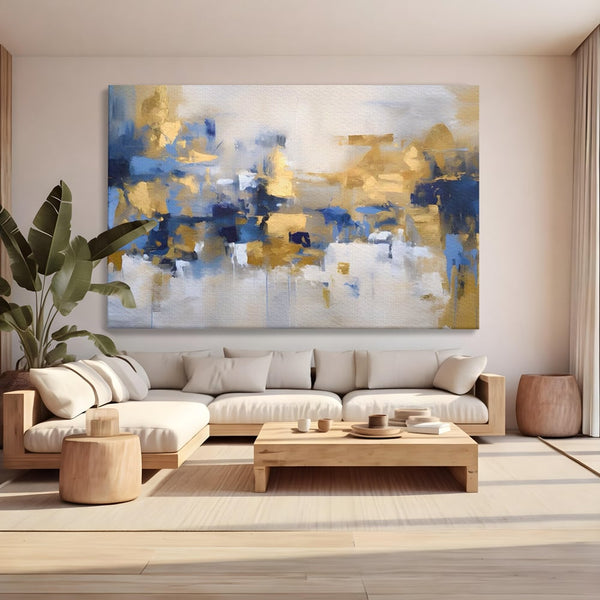 Tablou Canvas Premium LuxCanva® A1392, Golden Art , Dormitor, Decorativ, Pata de Culoare, Arta Abstracta, Living, Culori Vibrante