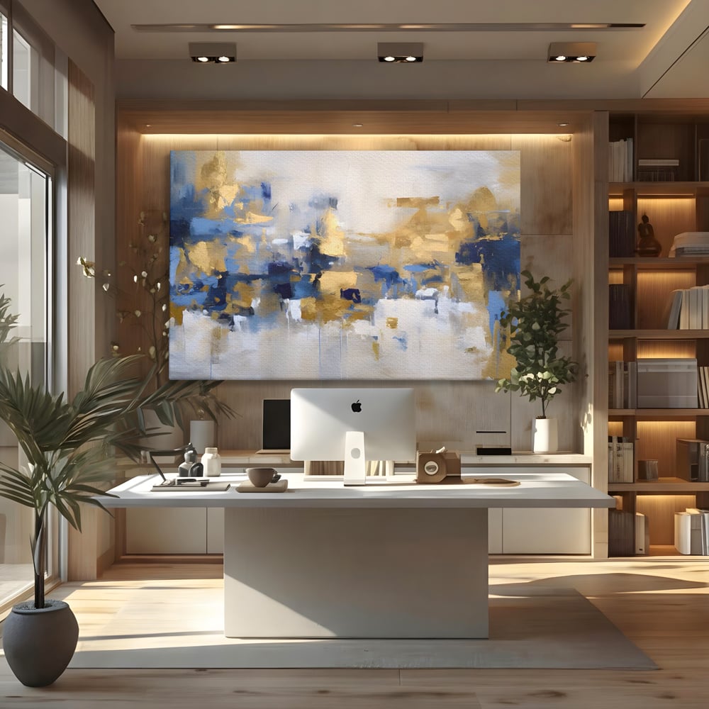 Tablou Canvas Premium LuxCanva® A1392, Golden Art , Dormitor, Decorativ, Pata de Culoare, Arta Abstracta, Living, Culori Vibrante