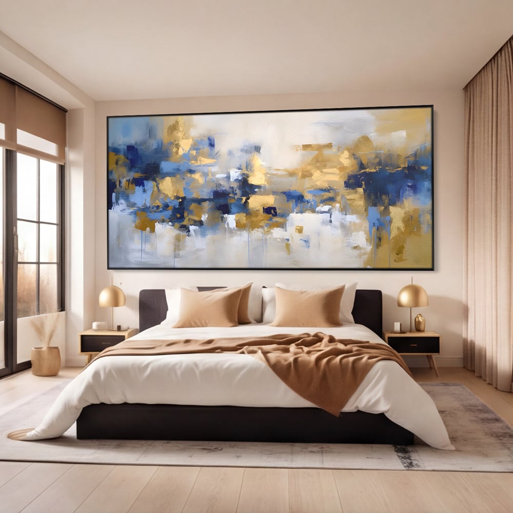 Tablou Canvas Premium LuxCanva® A1392, Golden Art , Dormitor, Decorativ, Pata de Culoare, Arta Abstracta, Living, Culori Vibrante