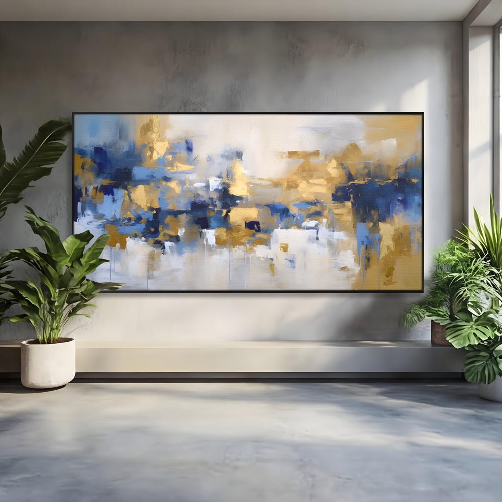 Tablou Canvas Premium LuxCanva® A1392, Golden Art , Dormitor, Decorativ, Pata de Culoare, Arta Abstracta, Living, Culori Vibrante