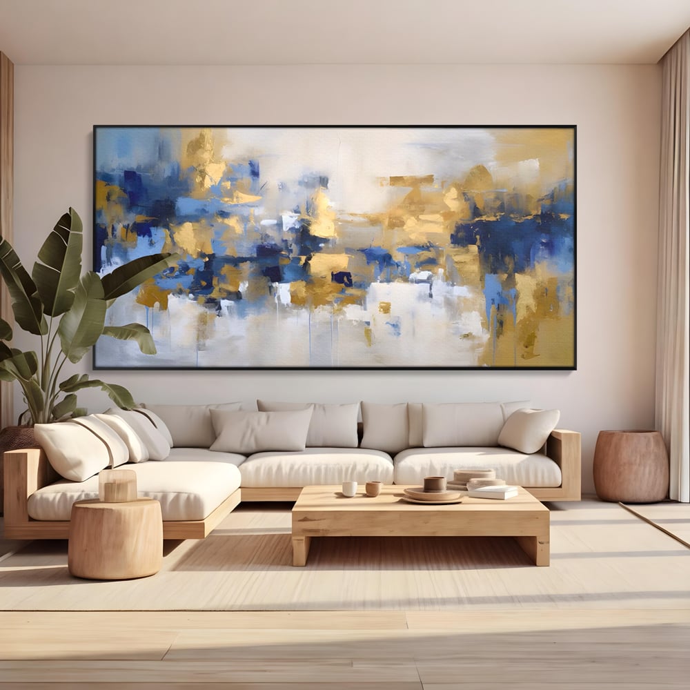 Tablou Canvas Premium LuxCanva® A1392, Golden Art , Dormitor, Decorativ, Pata de Culoare, Arta Abstracta, Living, Culori Vibrante