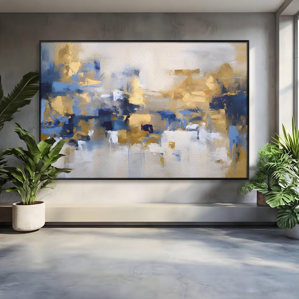 Tablou Canvas Premium LuxCanva® A1392, Golden Art , Dormitor, Decorativ, Pata de Culoare, Arta Abstracta, Living, Culori Vibrante