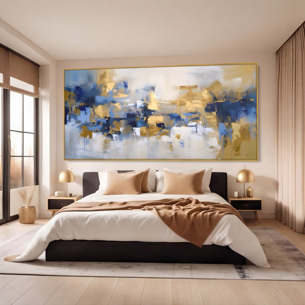 Tablou Canvas Premium LuxCanva® A1392, Golden Art , Dormitor, Decorativ, Pata de Culoare, Arta Abstracta, Living, Culori Vibrante
