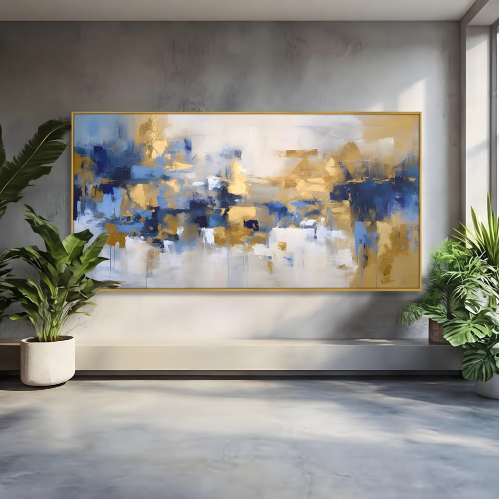 Tablou Canvas Premium LuxCanva® A1392, Golden Art , Dormitor, Decorativ, Pata de Culoare, Arta Abstracta, Living, Culori Vibrante