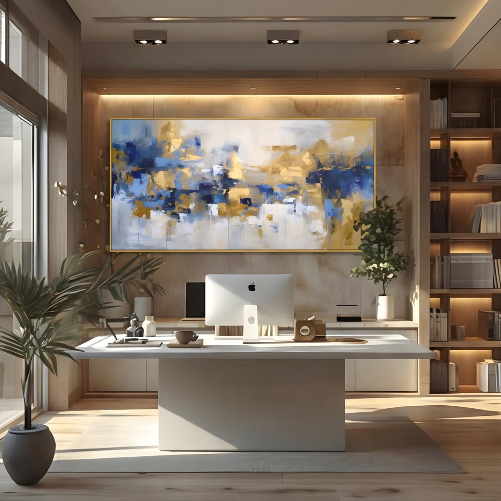 Tablou Canvas Premium LuxCanva® A1392, Golden Art , Dormitor, Decorativ, Pata de Culoare, Arta Abstracta, Living, Culori Vibrante