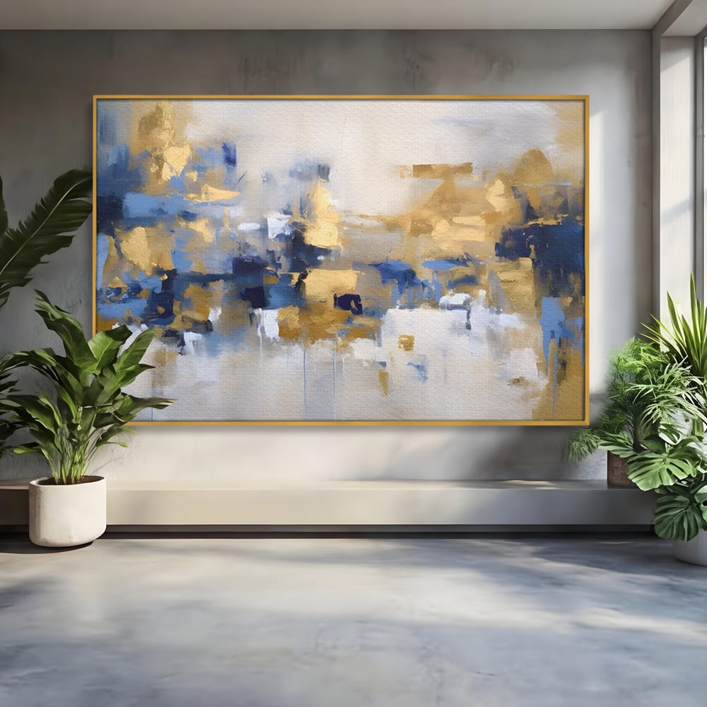 Tablou Canvas Premium LuxCanva® A1392, Golden Art , Dormitor, Decorativ, Pata de Culoare, Arta Abstracta, Living, Culori Vibrante