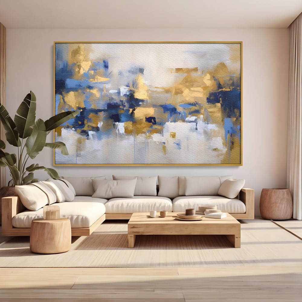 Tablou Canvas Premium LuxCanva® A1392, Golden Art , Dormitor, Decorativ, Pata de Culoare, Arta Abstracta, Living, Culori Vibrante