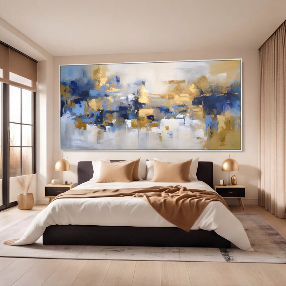 Tablou Canvas Premium LuxCanva® A1392, Golden Art , Dormitor, Decorativ, Pata de Culoare, Arta Abstracta, Living, Culori Vibrante