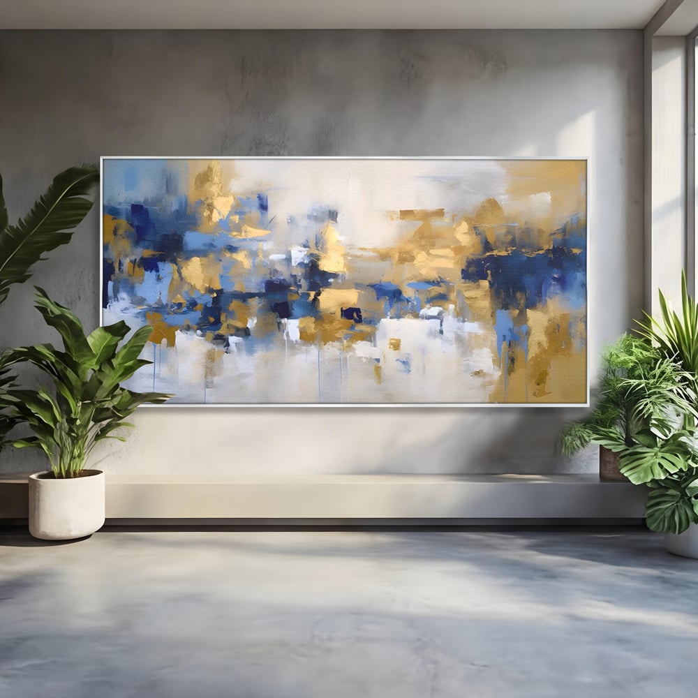 Tablou Canvas Premium LuxCanva® A1392, Golden Art , Dormitor, Decorativ, Pata de Culoare, Arta Abstracta, Living, Culori Vibrante