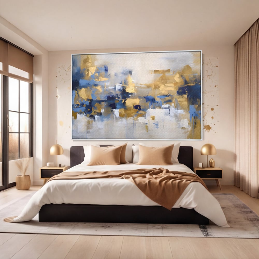Tablou Canvas Premium LuxCanva® A1392, Golden Art , Dormitor, Decorativ, Pata de Culoare, Arta Abstracta, Living, Culori Vibrante