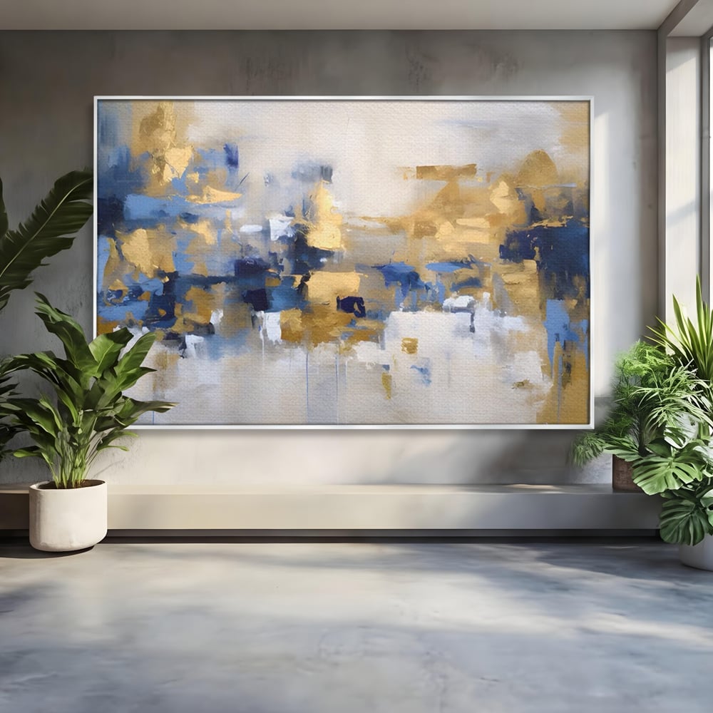 Tablou Canvas Premium LuxCanva® A1392, Golden Art , Dormitor, Decorativ, Pata de Culoare, Arta Abstracta, Living, Culori Vibrante