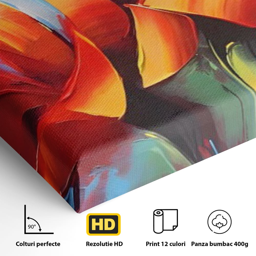 Tablou Canvas Premium LuxCanva® A1393, Orange Flowers , Galerie, Contrast De Culoare, Arta Abstracta, Dormitor, Culori Vibrante