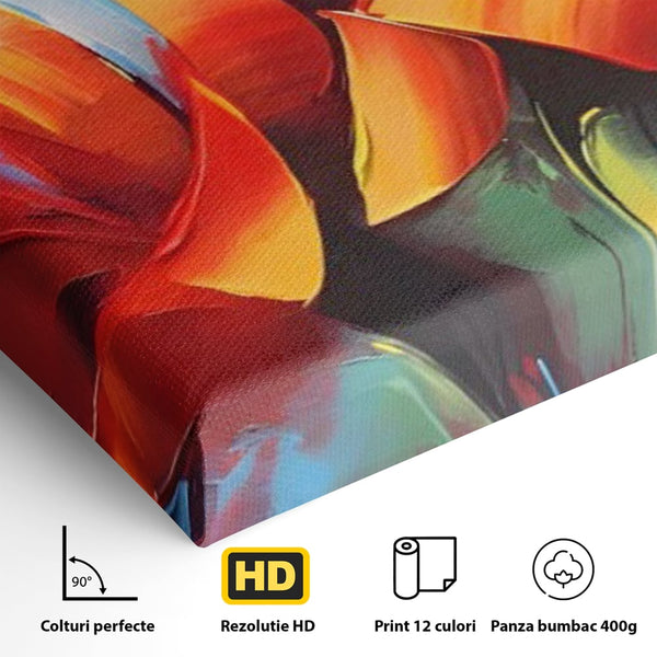Tablou Canvas Premium LuxCanva® A1393, Orange Flowers , Galerie, Contrast De Culoare, Arta Abstracta, Dormitor, Culori Vibrante