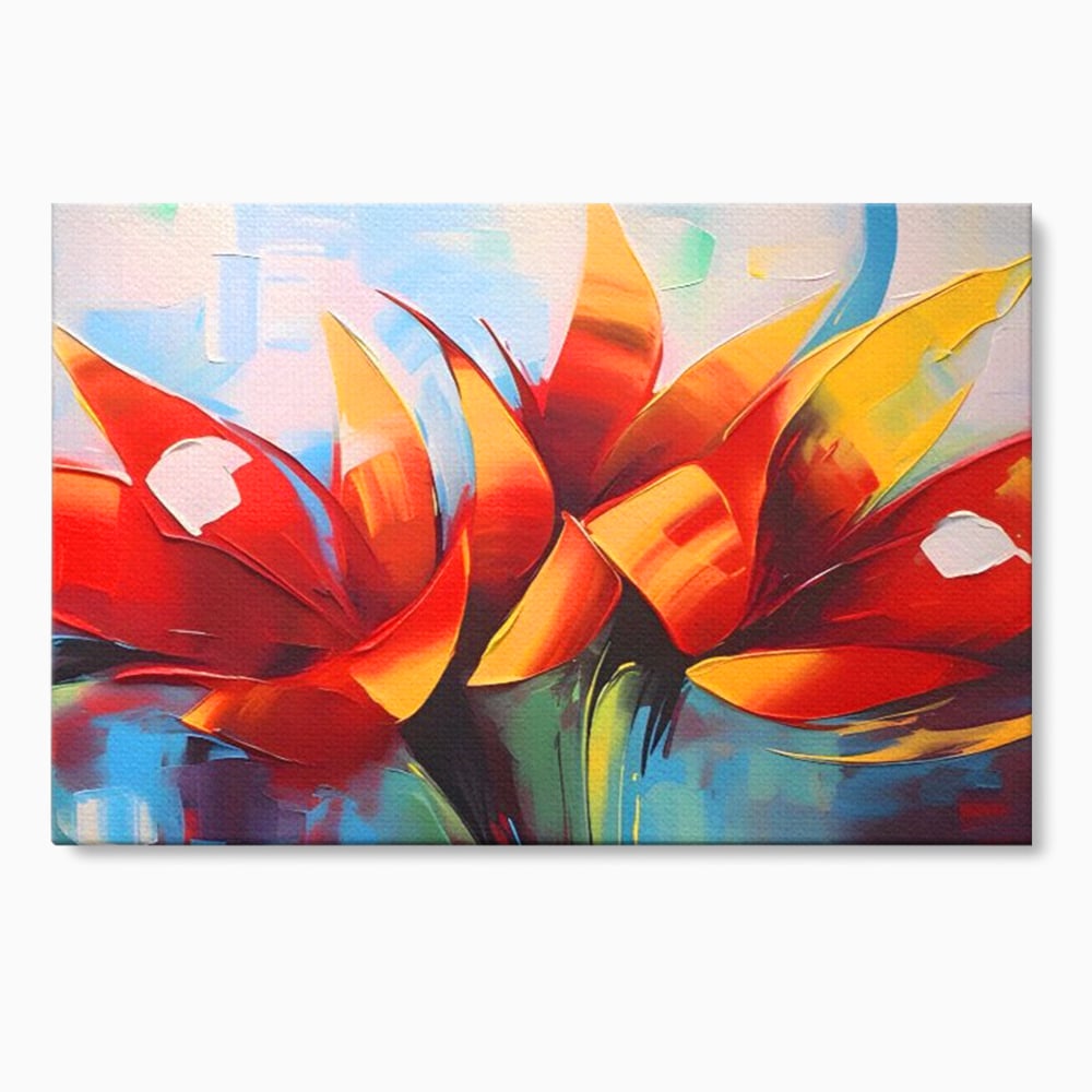 Tablou Canvas Premium LuxCanva® A1393, Orange Flowers , Galerie, Contrast De Culoare, Arta Abstracta, Dormitor, Culori Vibrante