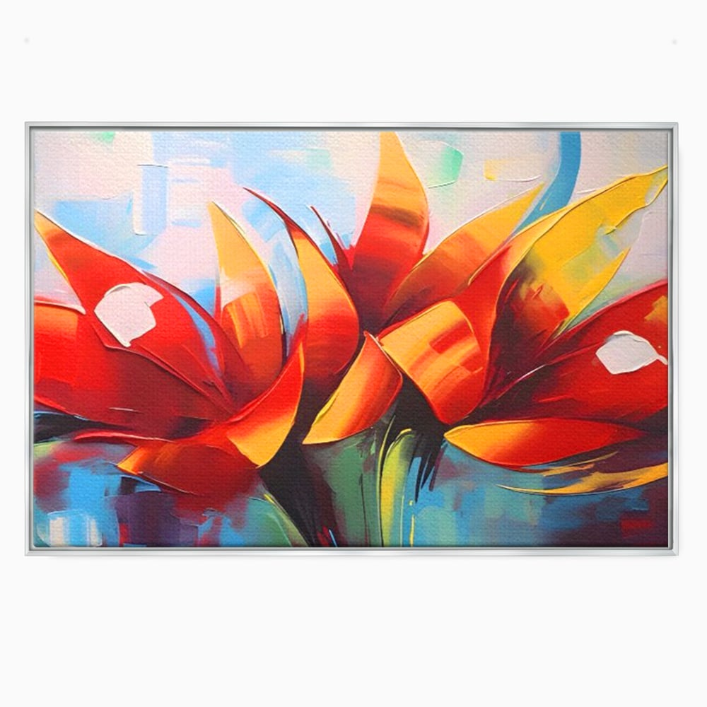 Tablou Canvas Premium LuxCanva® A1393, Orange Flowers , Galerie, Contrast De Culoare, Arta Abstracta, Dormitor, Culori Vibrante