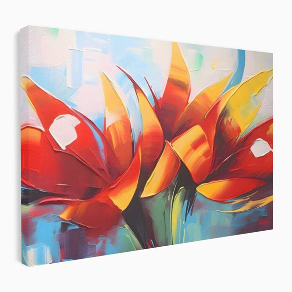 Tablou Canvas Premium LuxCanva® A1393, Orange Flowers , Galerie, Contrast De Culoare, Arta Abstracta, Dormitor, Culori Vibrante