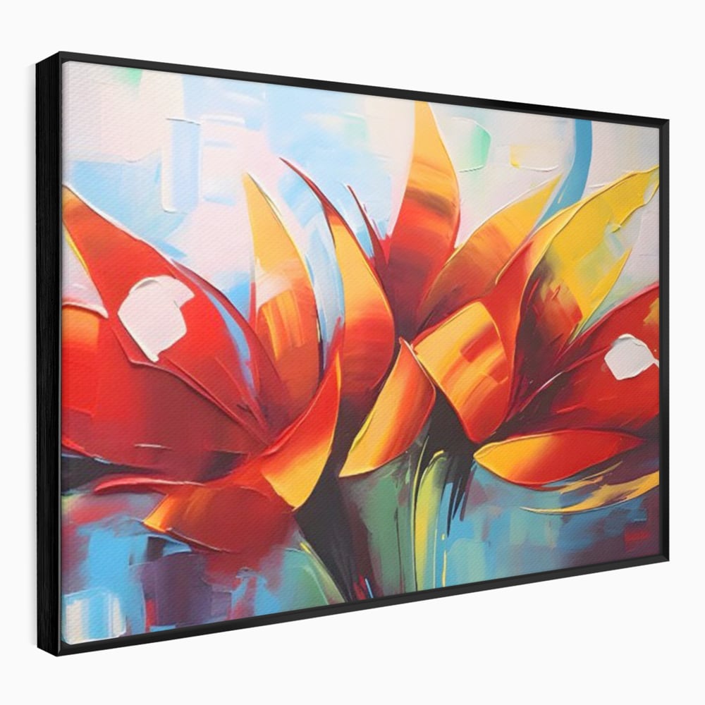 Tablou Canvas Premium LuxCanva® A1393, Orange Flowers , Galerie, Contrast De Culoare, Arta Abstracta, Dormitor, Culori Vibrante