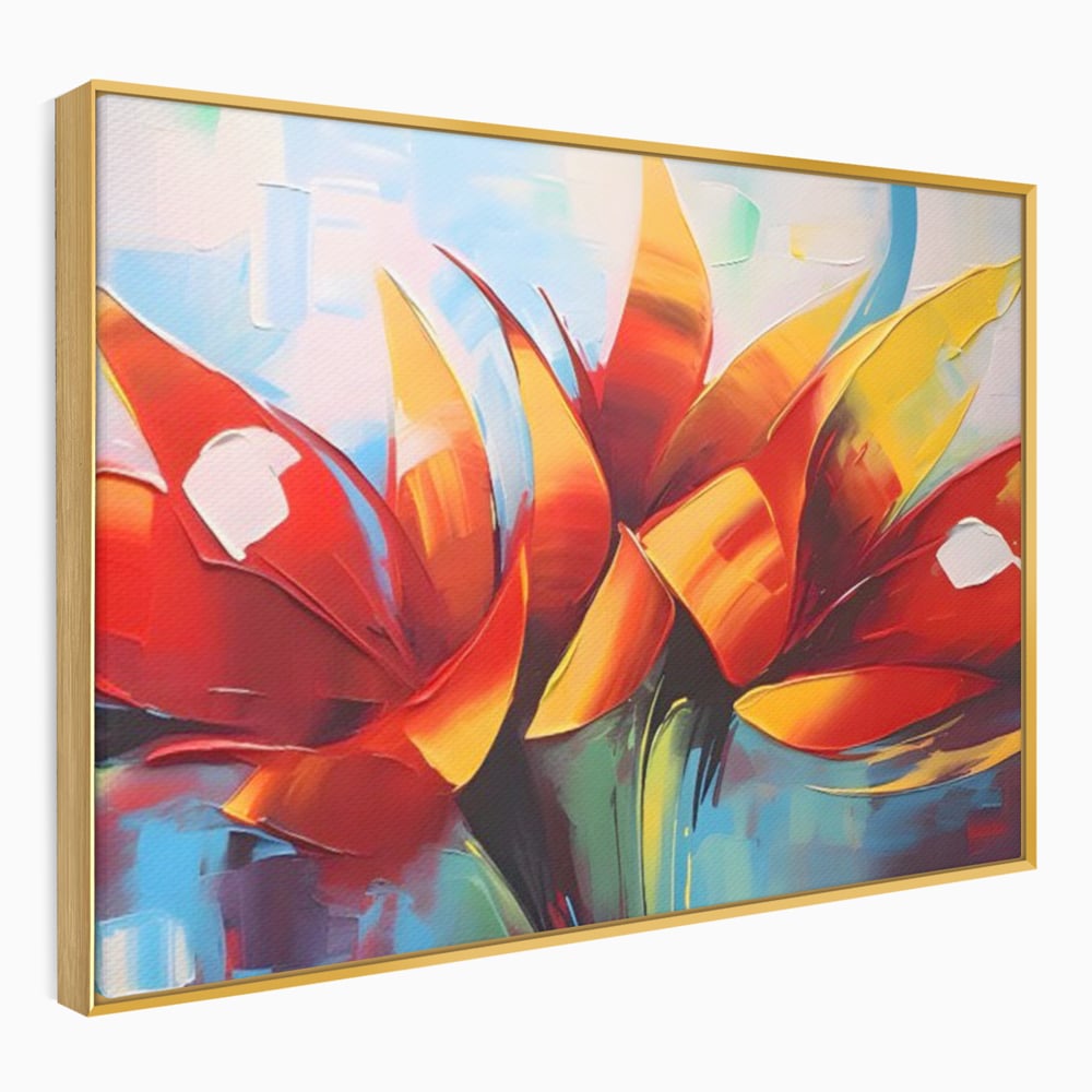 Tablou Canvas Premium LuxCanva® A1393, Orange Flowers , Galerie, Contrast De Culoare, Arta Abstracta, Dormitor, Culori Vibrante
