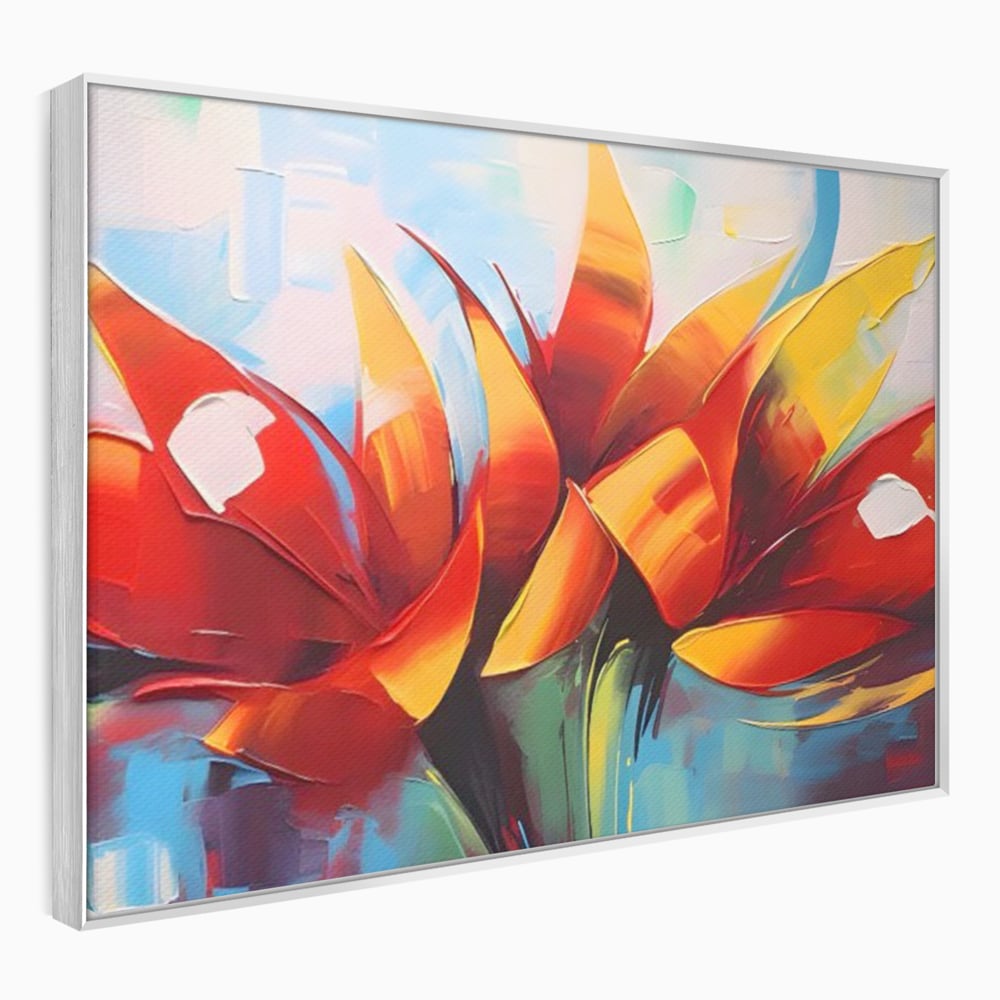 Tablou Canvas Premium LuxCanva® A1393, Orange Flowers , Galerie, Contrast De Culoare, Arta Abstracta, Dormitor, Culori Vibrante