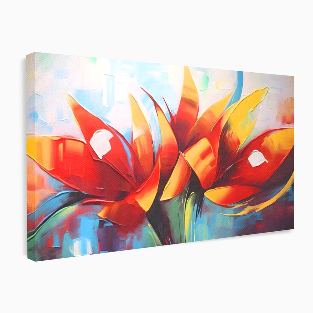 Tablou Canvas Premium LuxCanva® A1393, Orange Flowers , Galerie, Contrast De Culoare, Arta Abstracta, Dormitor, Culori Vibrante
