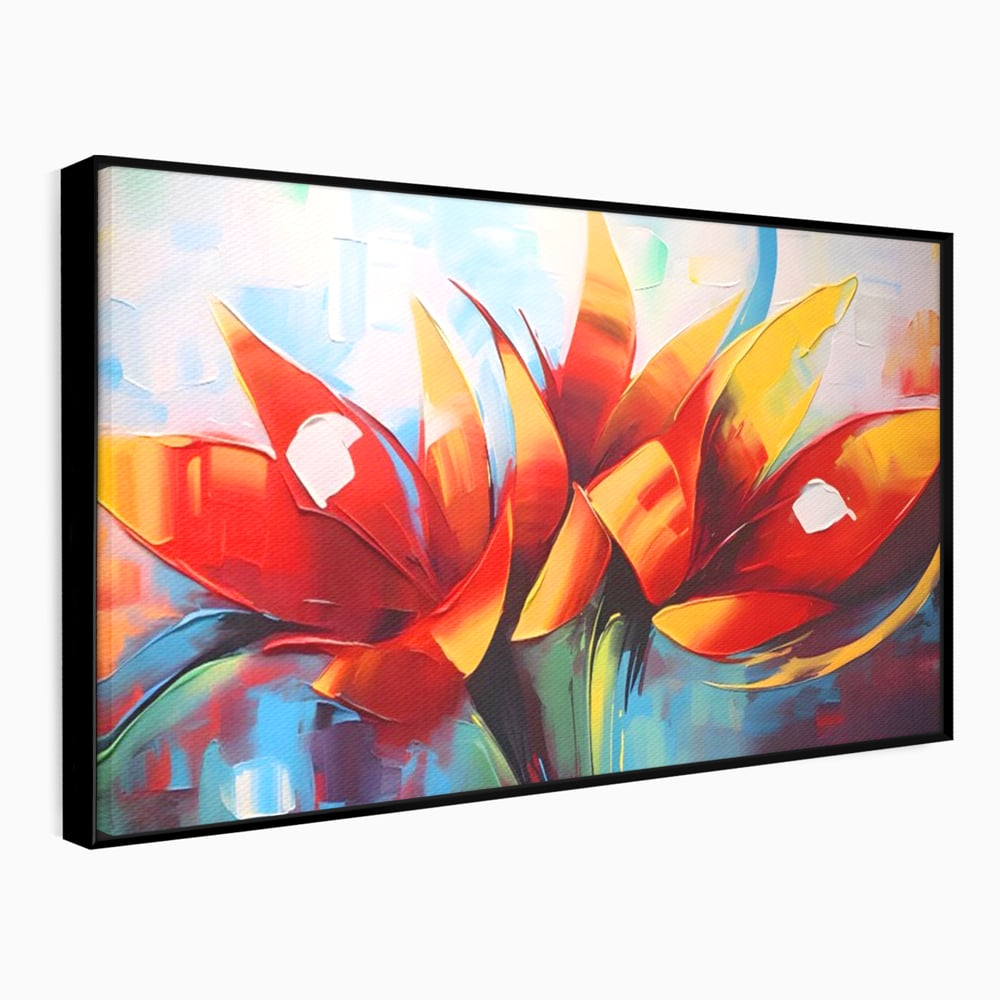 Tablou Canvas Premium LuxCanva® A1393, Orange Flowers , Galerie, Contrast De Culoare, Arta Abstracta, Dormitor, Culori Vibrante