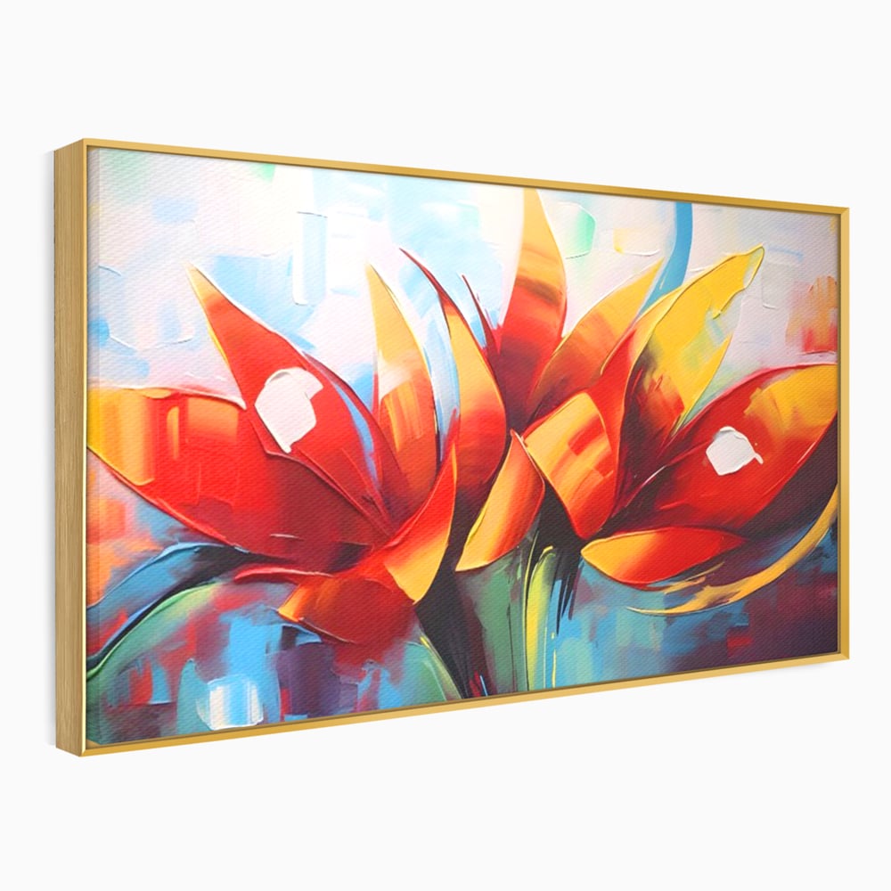 Tablou Canvas Premium LuxCanva® A1393, Orange Flowers , Galerie, Contrast De Culoare, Arta Abstracta, Dormitor, Culori Vibrante