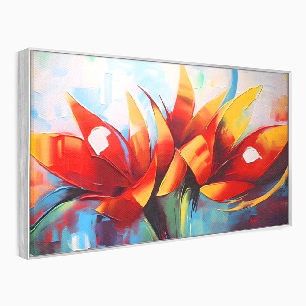 Tablou Canvas Premium LuxCanva® A1393, Orange Flowers , Galerie, Contrast De Culoare, Arta Abstracta, Dormitor, Culori Vibrante