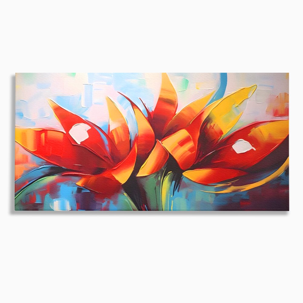 Tablou Canvas Premium LuxCanva® A1393, Orange Flowers , Galerie, Contrast De Culoare, Arta Abstracta, Dormitor, Culori Vibrante