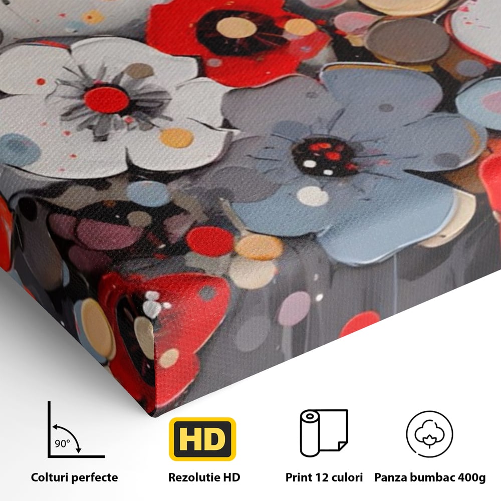 Tablou Canvas Premium LuxCanva® A1394, Pictura Florala , Galerie, Paleta De Culori, Flori Colorate, Decorativ, Culori Vibrante