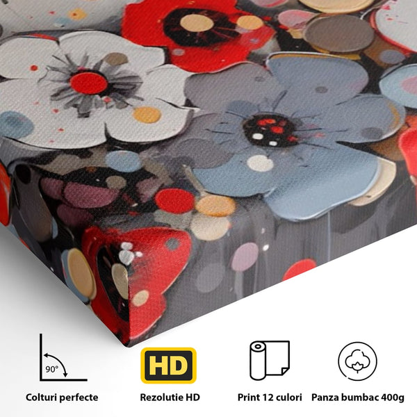 Tablou Canvas Premium LuxCanva® A1394, Pictura Florala , Galerie, Paleta De Culori, Flori Colorate, Decorativ, Culori Vibrante