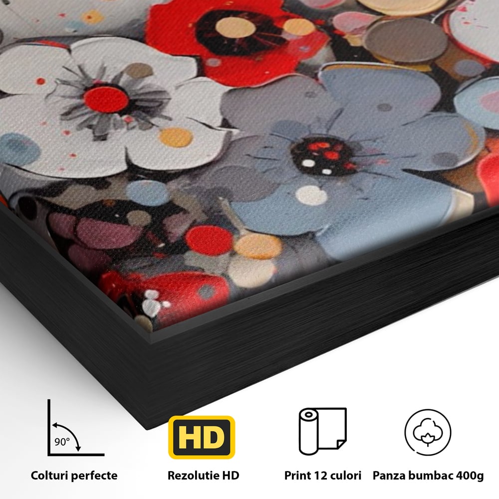 Tablou Canvas Premium LuxCanva® A1394, Pictura Florala , Galerie, Paleta De Culori, Flori Colorate, Decorativ, Culori Vibrante