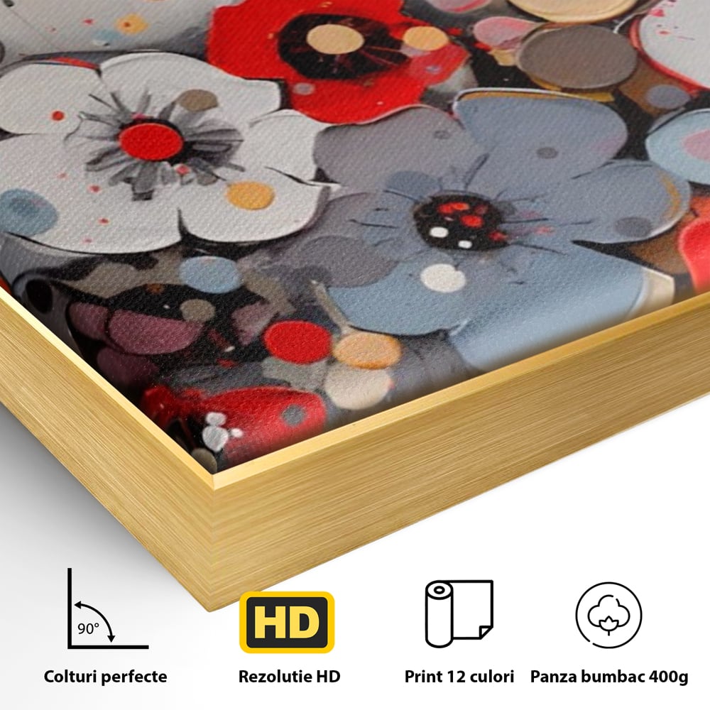 Tablou Canvas Premium LuxCanva® A1394, Pictura Florala , Galerie, Paleta De Culori, Flori Colorate, Decorativ, Culori Vibrante